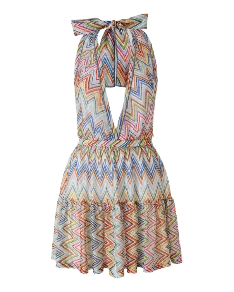 Missoni Rüschenkleid aus Zickzackstrick - Weiß Weiß