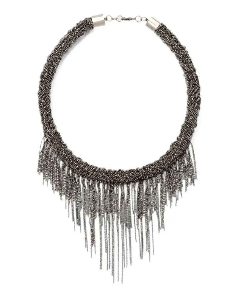 Fabiana Filippi beaded fringe necklace - Grau Grau