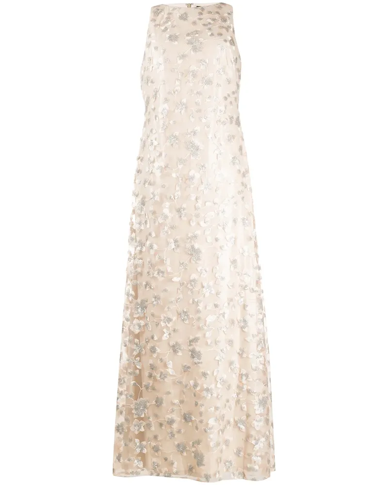 Ralph Lauren Abendrobe mit Stickerei - Nude Nude