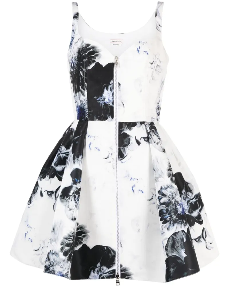 Alexander McQueen Chiaroscuro Jacquard-Minikleid - Weiß Weiß