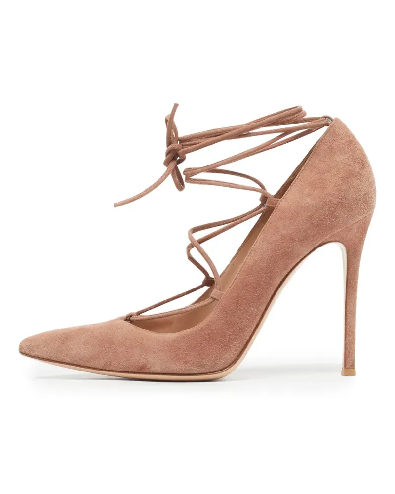 Gianvito Rossi pointed-toe suede pumps - Nude Nude