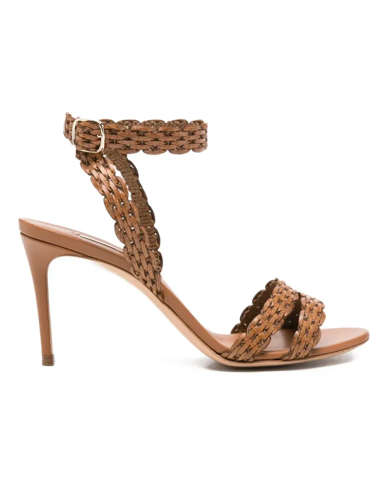Casadei Julia Avenida woven-strap ankle-buckle sandals - Braun Braun