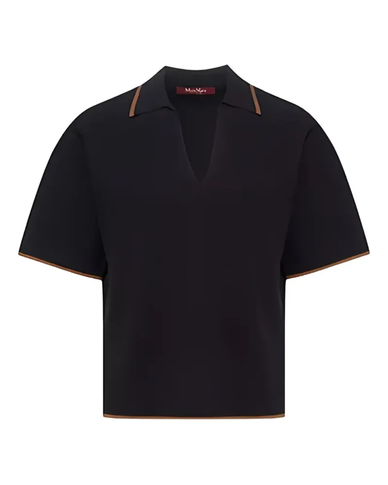 Max Mara Gestricktes Poloshirt mit Kontrastbesatz - Schwarz Schwarz