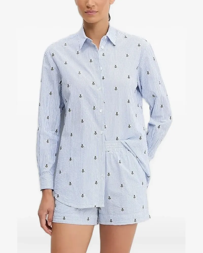 MC2 Saint Barth Brigitte Hemd mit Bienenstickerei - Blau Blau