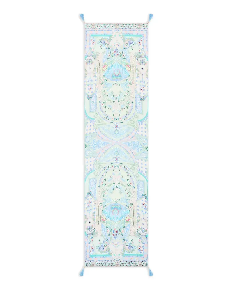 Camilla crinkle tassel scarf - Blau Blau