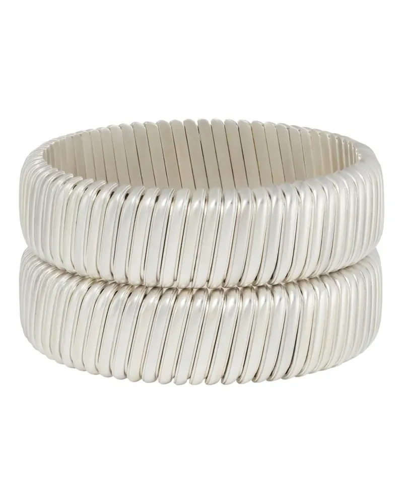 Roxanne Assoulin Geripptes Armband-Duo - Silber Silber