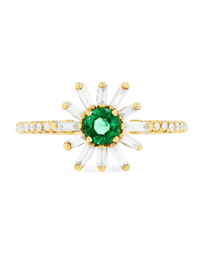 Suzanne Kalan 18kt Flower Spark Gelbgoldring mit Smaragd und Diamanten Gold