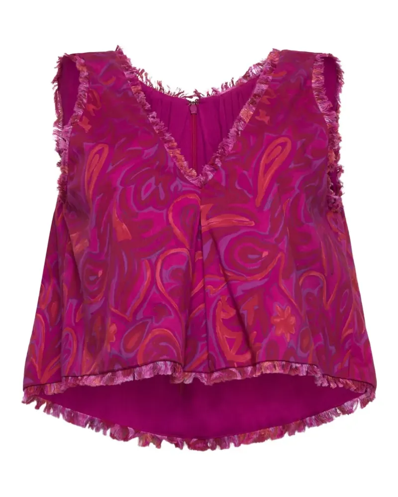 Cinq à Sept Ibbie Paisley Bloom frayed-edge blouse - Rosa Rosa