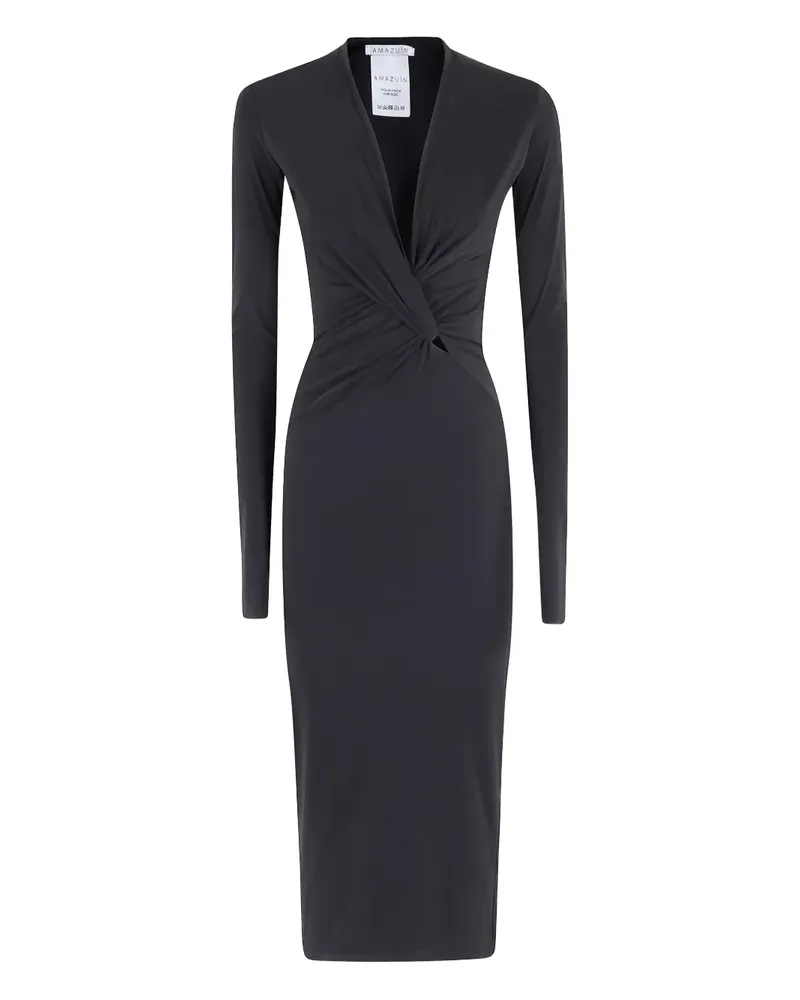 Amazuìn Sienna Midikleid mit V-Ausschnitt - Schwarz Schwarz