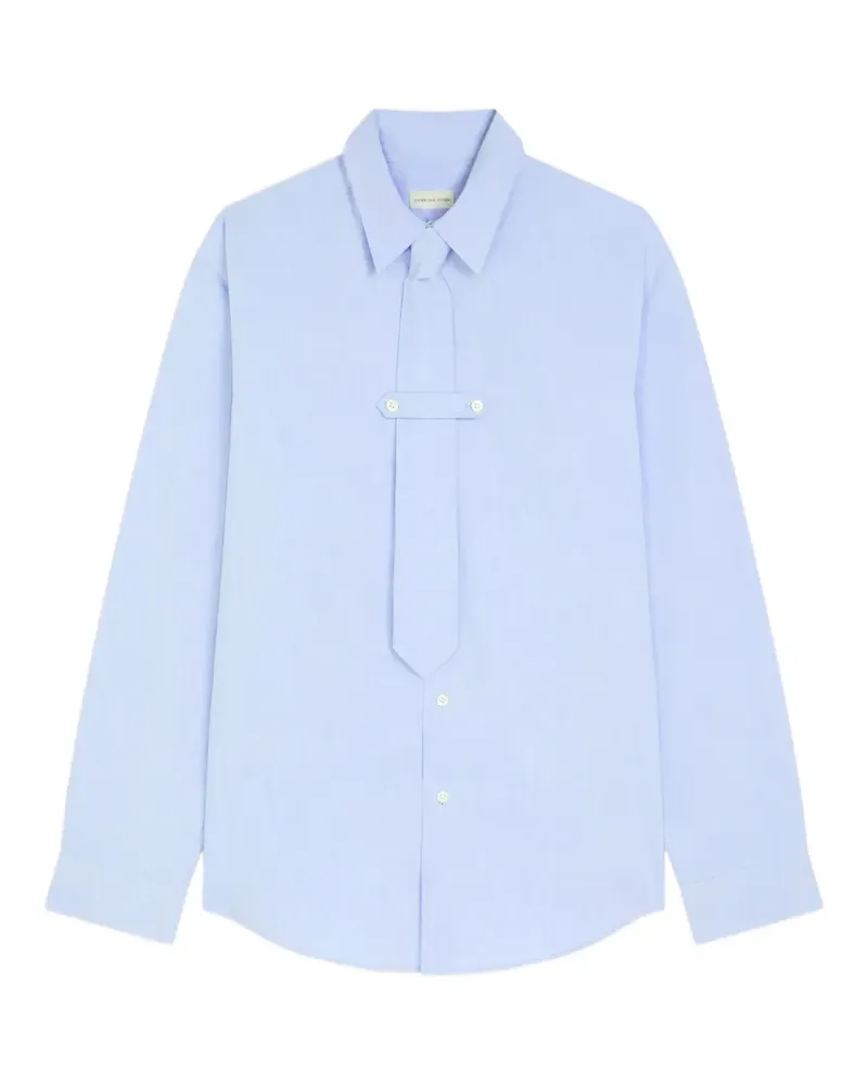 Dries van Noten Klassisches Baumwollhemd mit Krawatte - Blau Blau