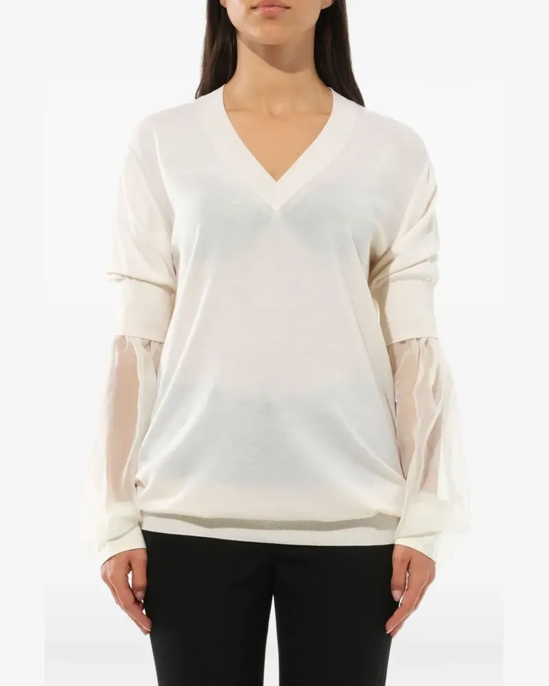 Givenchy Pullover mit semi-transparenten Ärmeln - Weiß Weiß