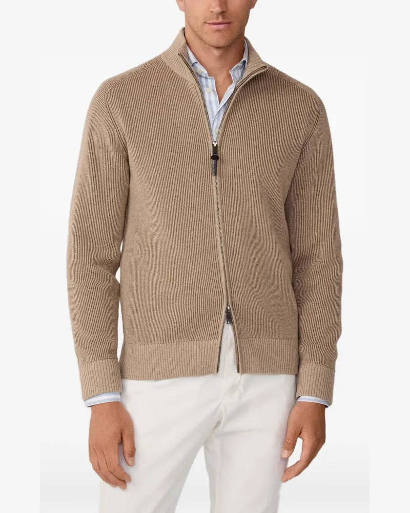 Hackett Cardigan mit gerippten Nähten - Nude Nude