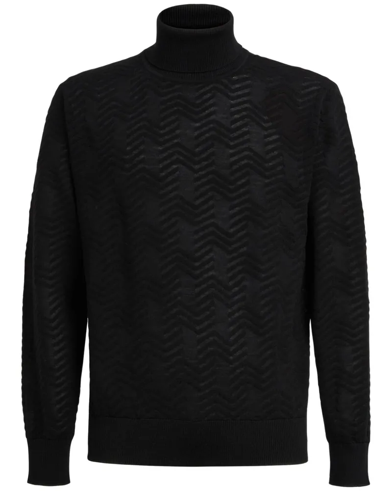 Missoni Rollkragenpullover mit Zickzackmuster - Schwarz Schwarz