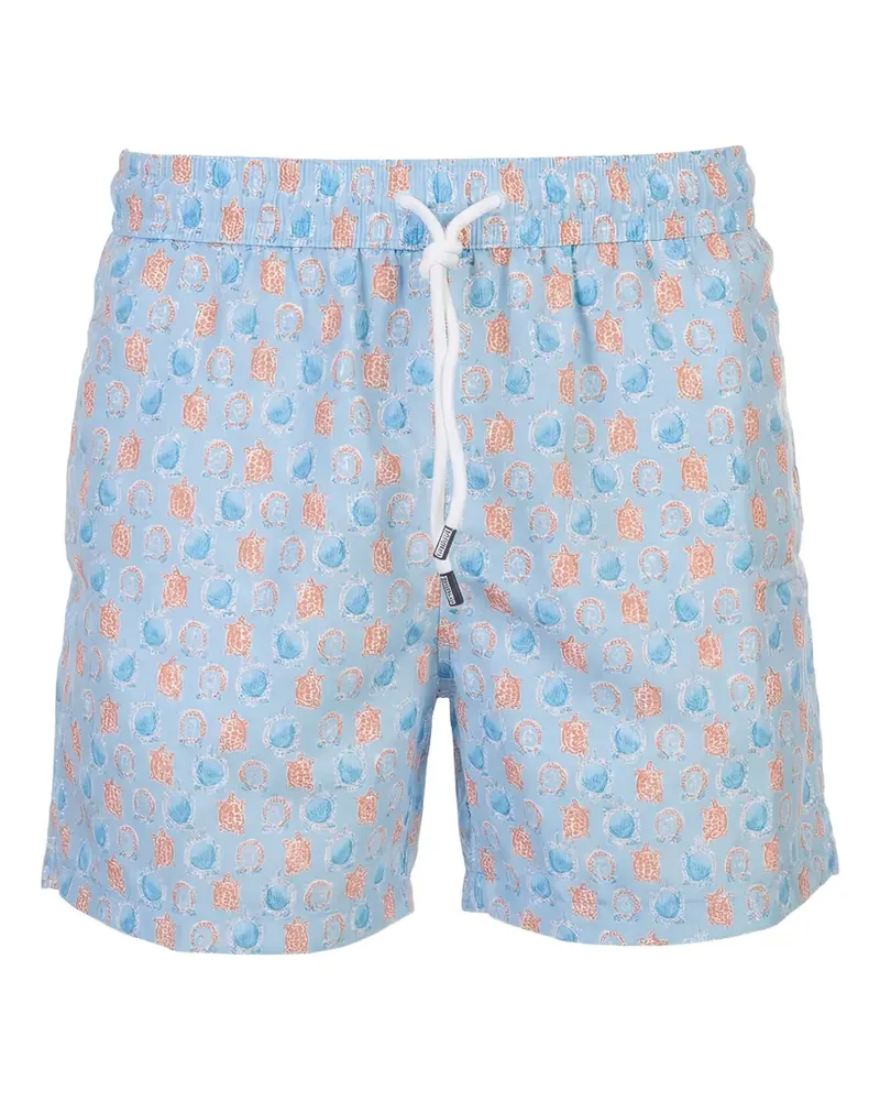 Fedeli turtle-print drawstring swim shorts - Blau Blau