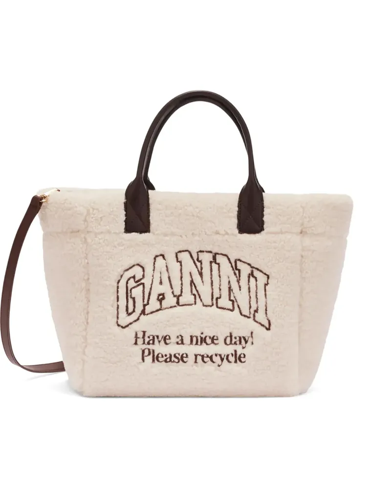 Ganni Shopper mit Logo - Nude Nude
