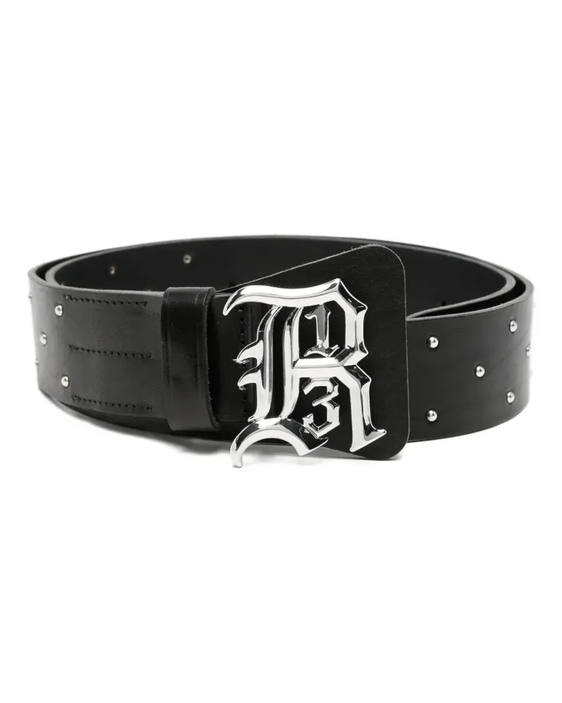 R13 studded logo-buckle belt - Schwarz Schwarz