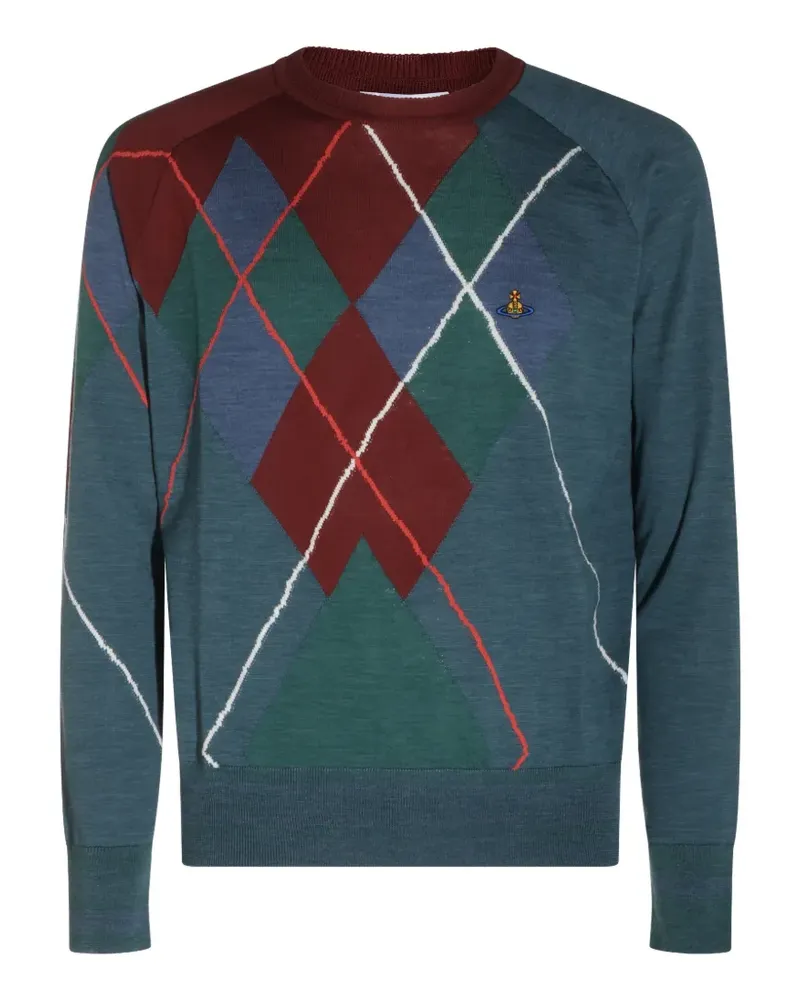 Vivienne Westwood argyle-pattern Orb-embroidered sweater - Blau Blau