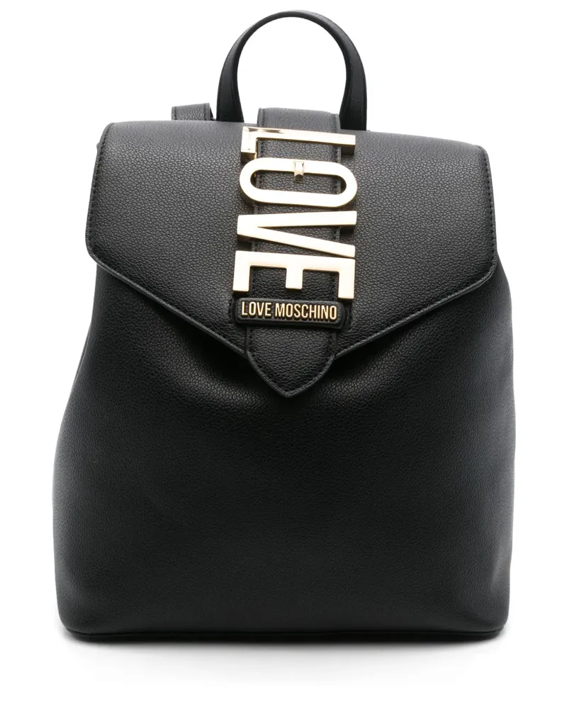 Moschino Rucksack mit Logo-Schild - Schwarz Schwarz