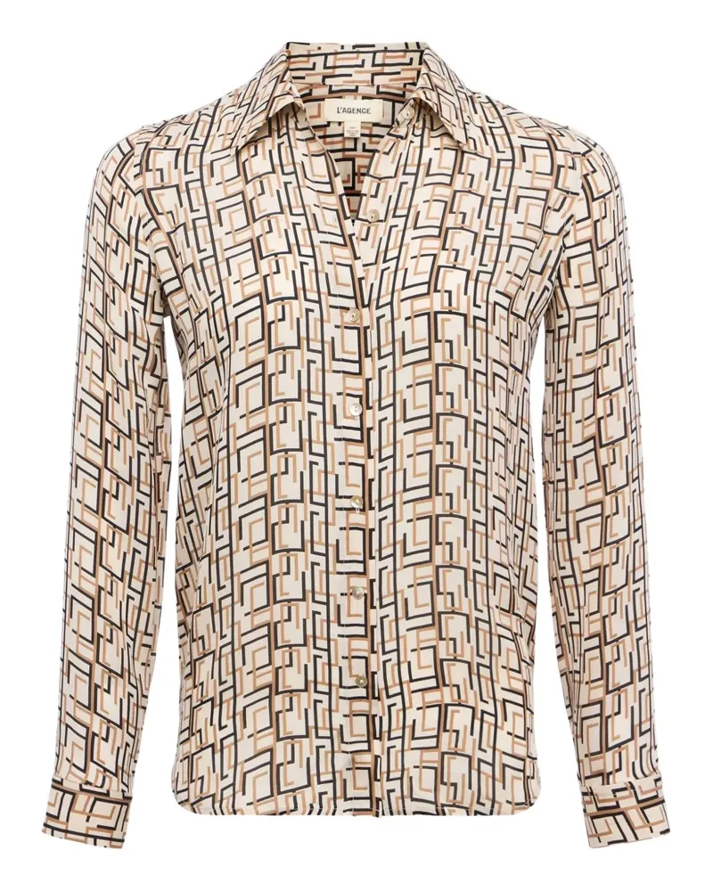 L'Agence Nina geometric-print shirt - Nude Nude
