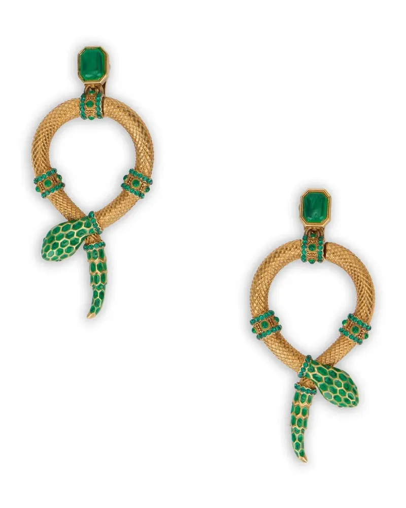 Roberto Cavalli snake-motif crystal-embellished earrings - Gold Gold