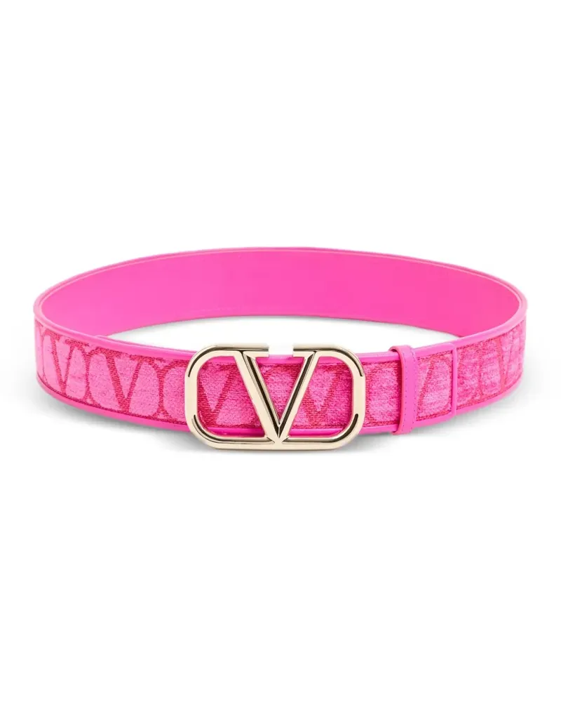 Valentino Garavani Toile Iconographe fabric belt with leather details 40mm - Rosa Rosa