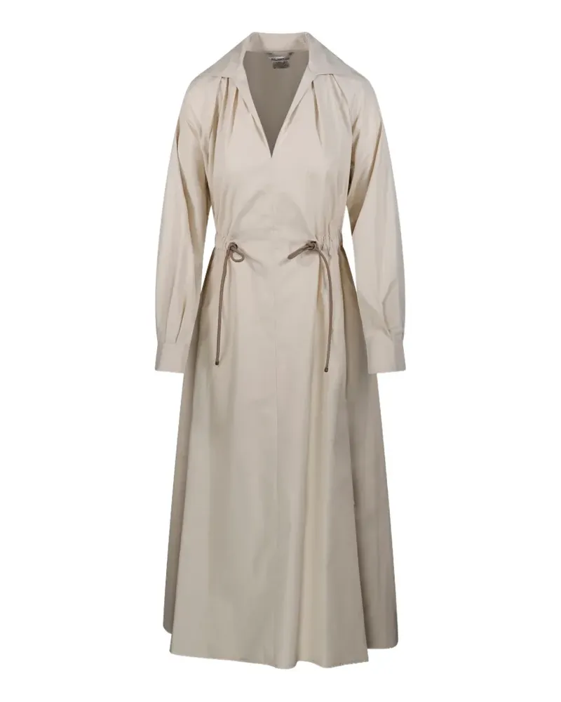 Max Mara drawstring-fastening V-neck midi dress - Nude Nude