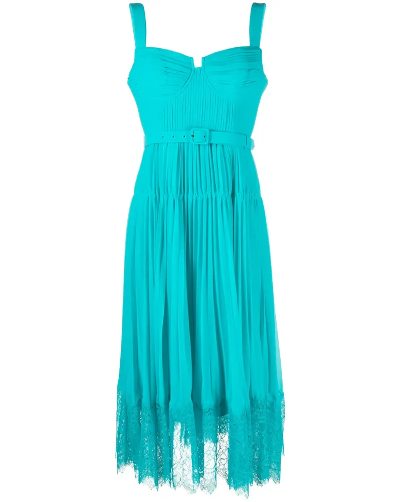 Self-Portrait Kleid mit Plissee - Blau Blau