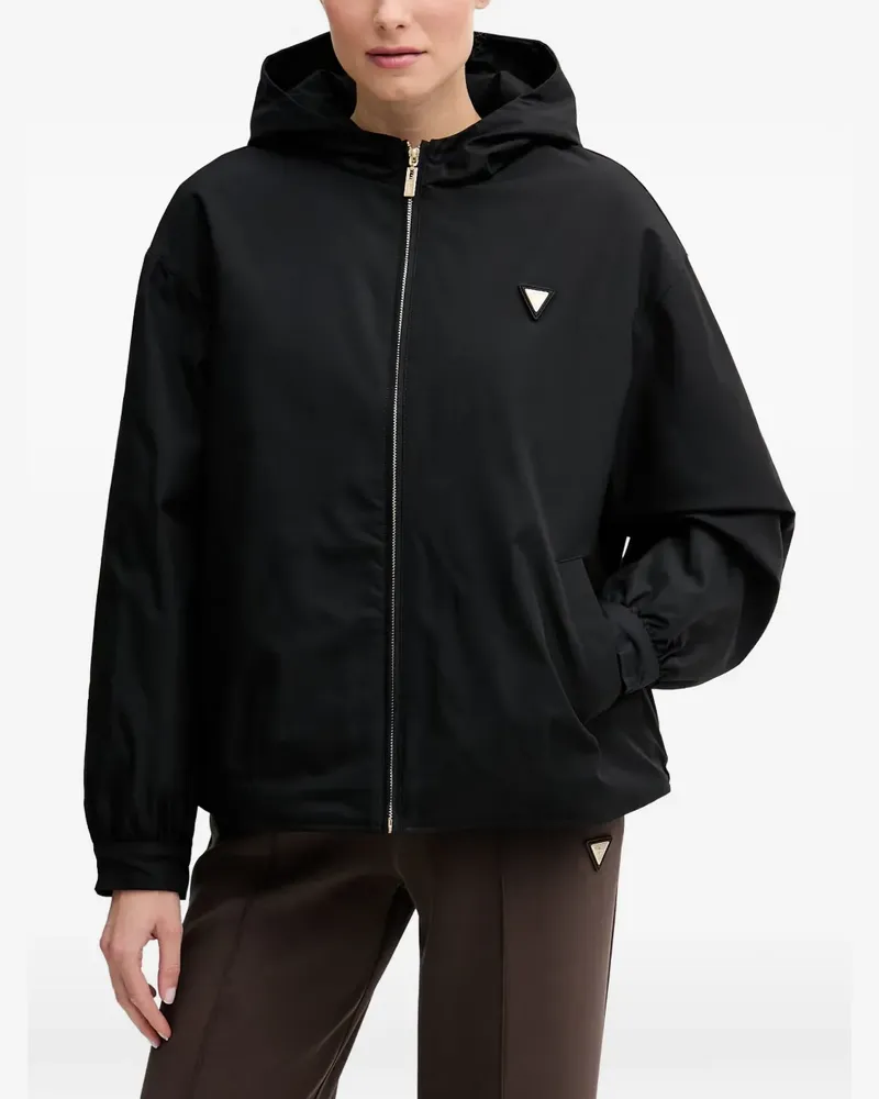 Guess Kapuzenjacke mit Logo-Schild - Schwarz Schwarz