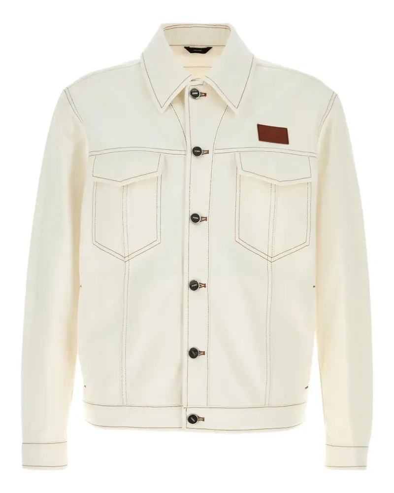 Fendi Jeans Jeansjacke mit Kontrastnähten - Weiß Weiß