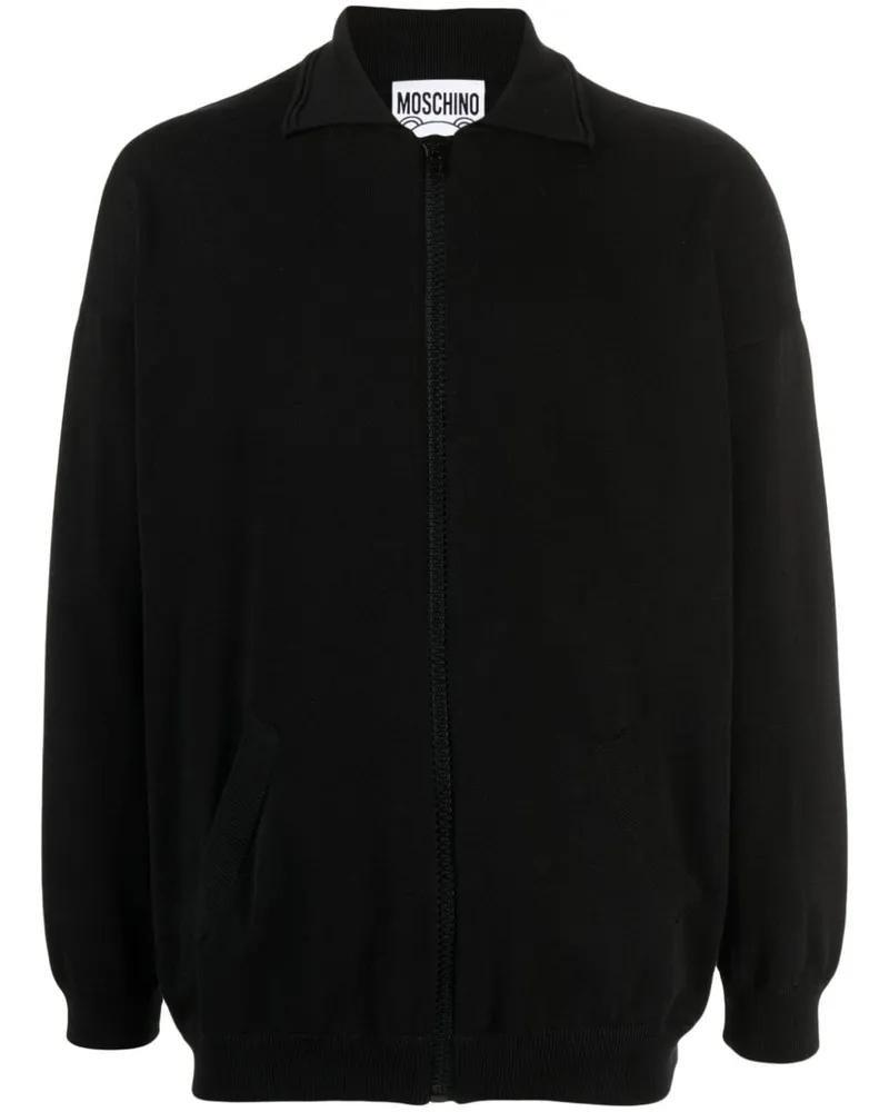 Moschino Fein gestrickter Archive Teddy Cardigan - Schwarz Schwarz