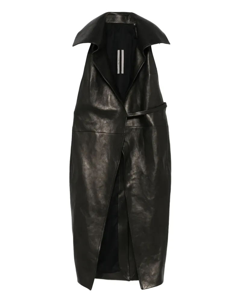 Rick Owens Ledermantel mit Stehkragen - Schwarz Schwarz