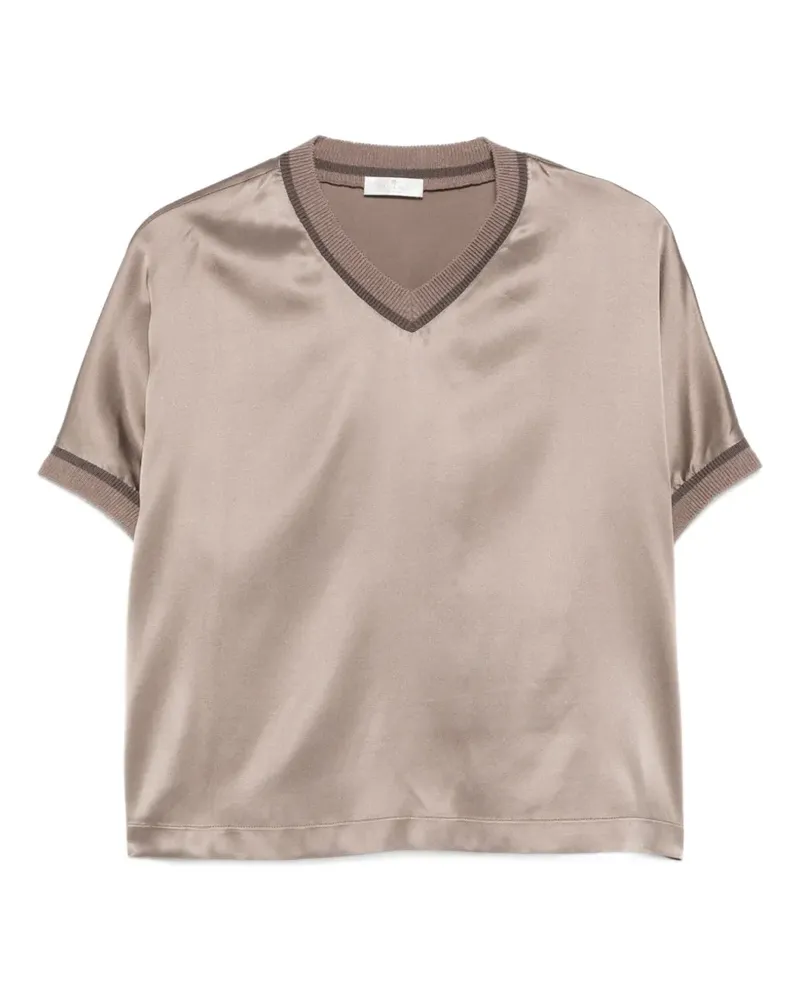 PANICALE Cashmere V-neck blouse - Nude Nude