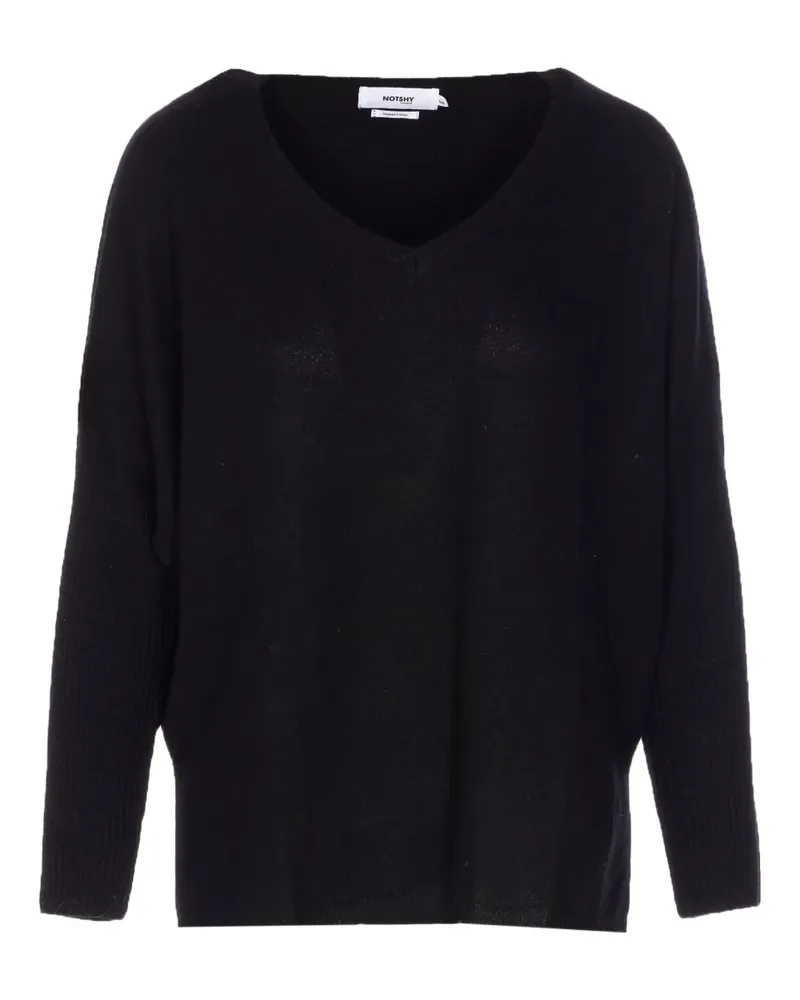 Not Shy Kaschmirpullover mit V-Ausschnitt - Schwarz Schwarz