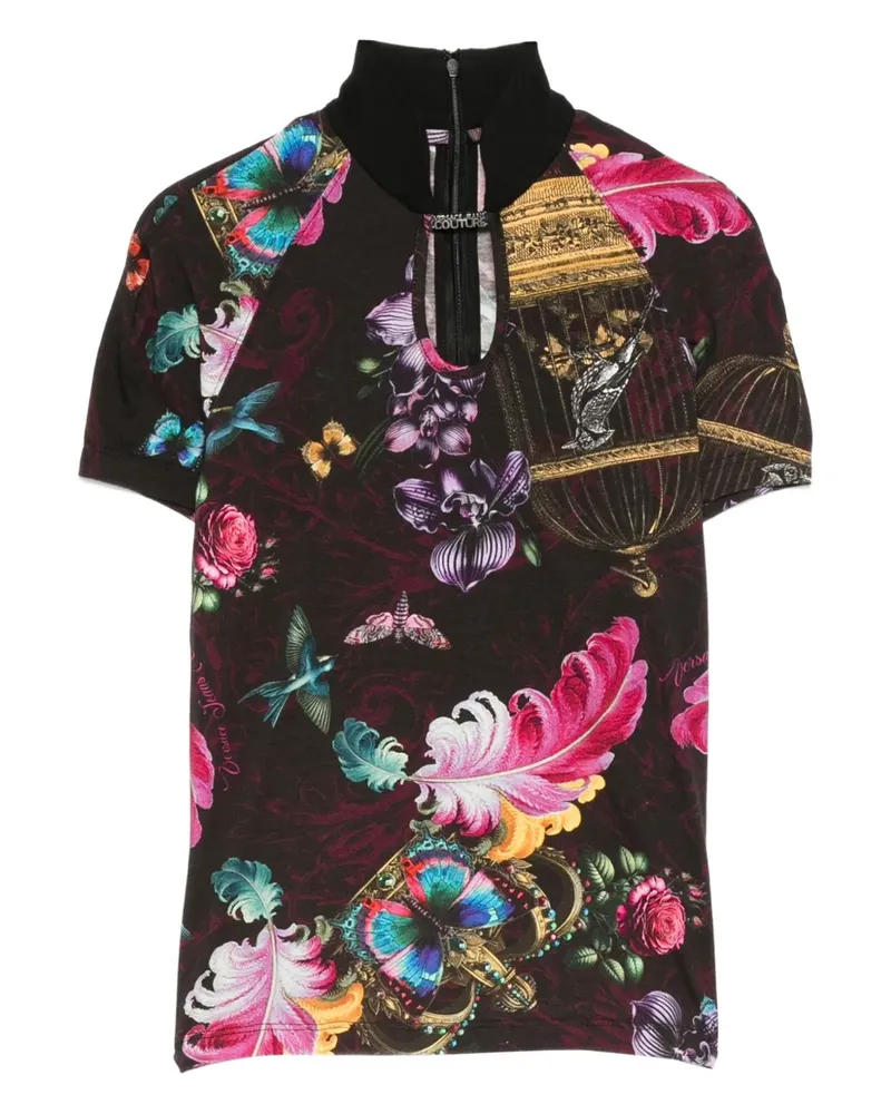 Versace Jeans Oberteil mit Blumen-Print - Schwarz Schwarz