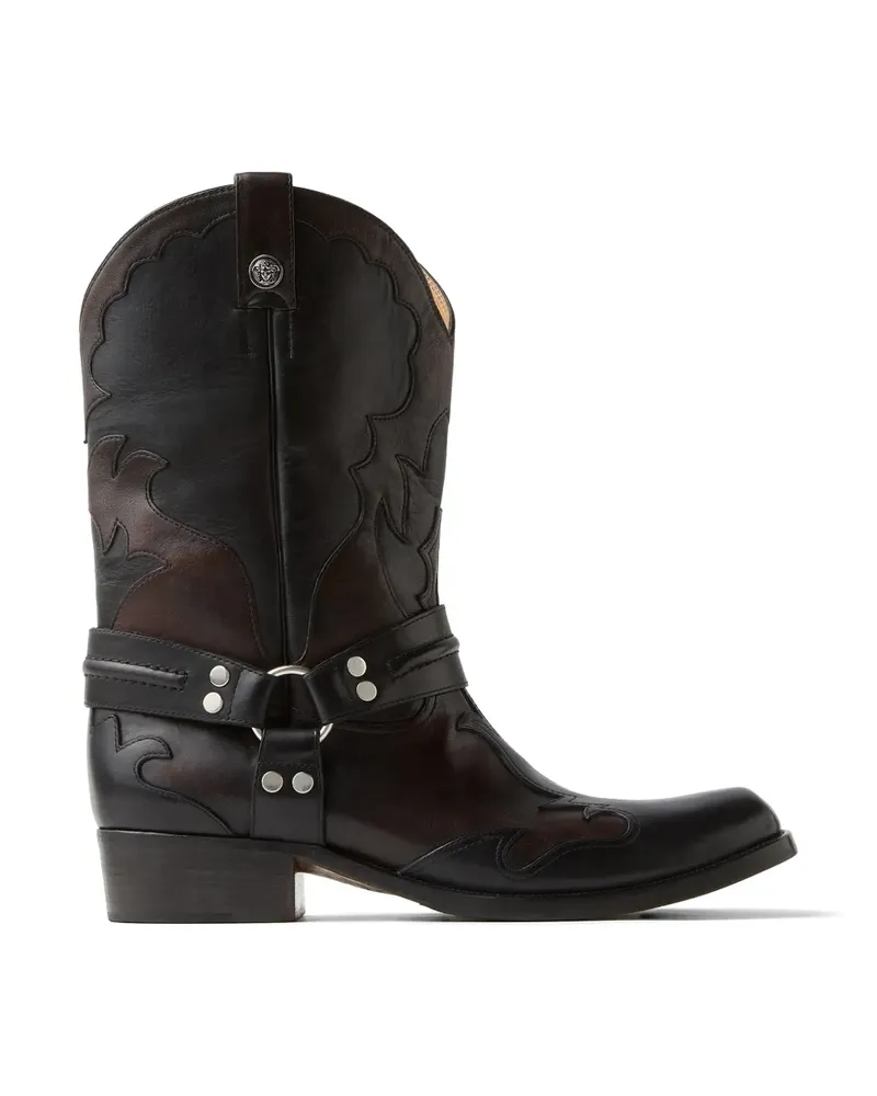 Versace Sylvester Cowboystiefel aus Leder - Schwarz Schwarz