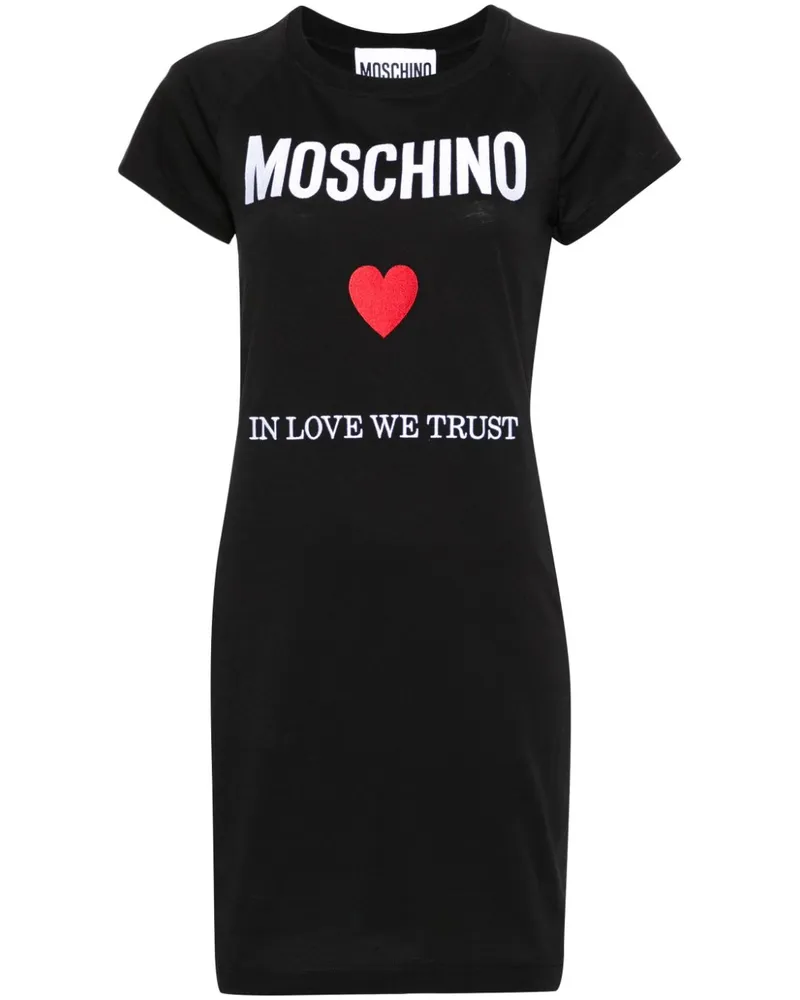 Moschino T-Shirtkleid mit Logo-Stickerei - Schwarz Schwarz