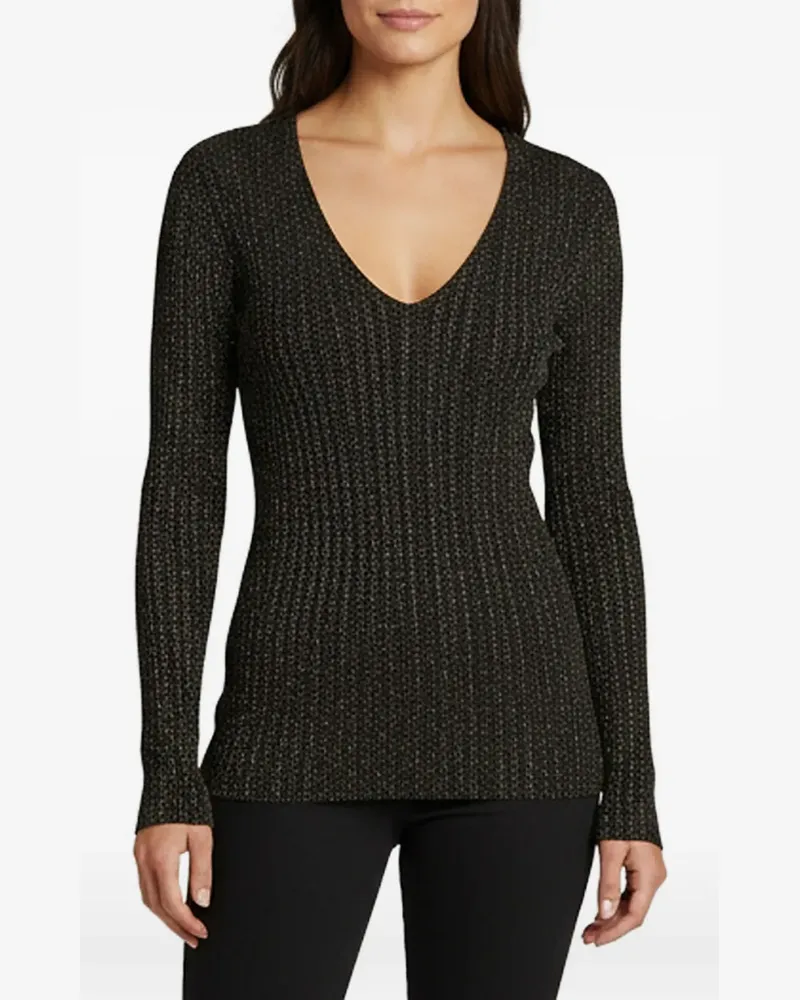 Maje Gestrickter Pullover mit V-Ausschnitt - Schwarz Schwarz