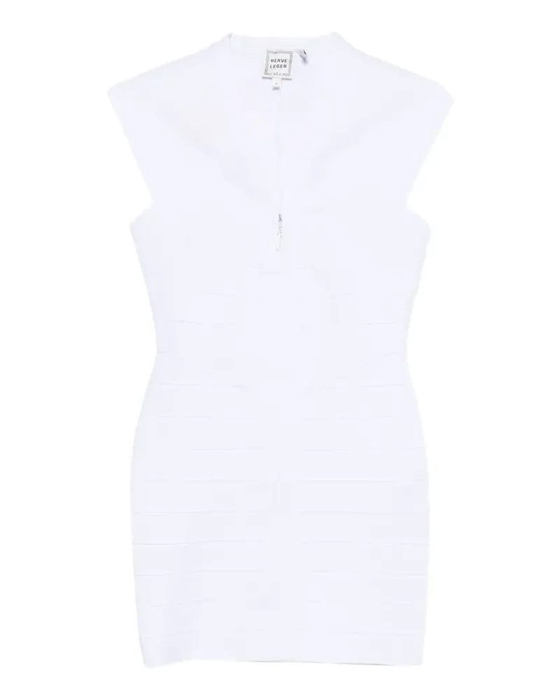 Hervé Léger The Champagne bandage zip-up mini dress - Weiß Weiß
