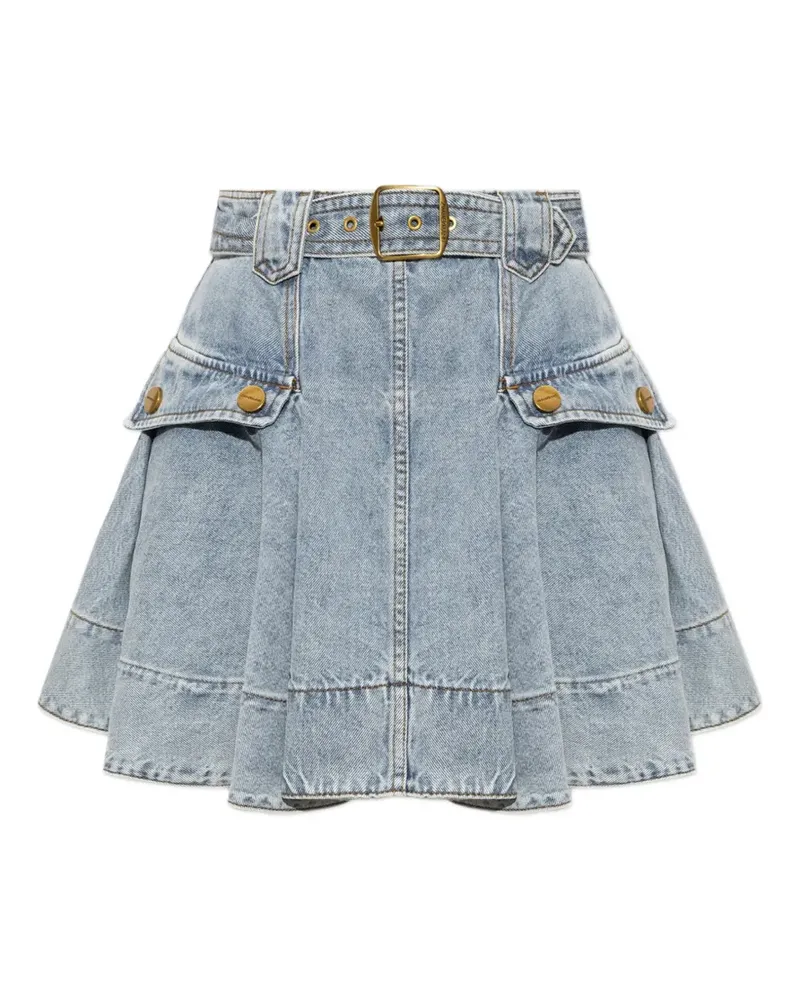Zimmermann belted pleated mini skirt - Blau Blau