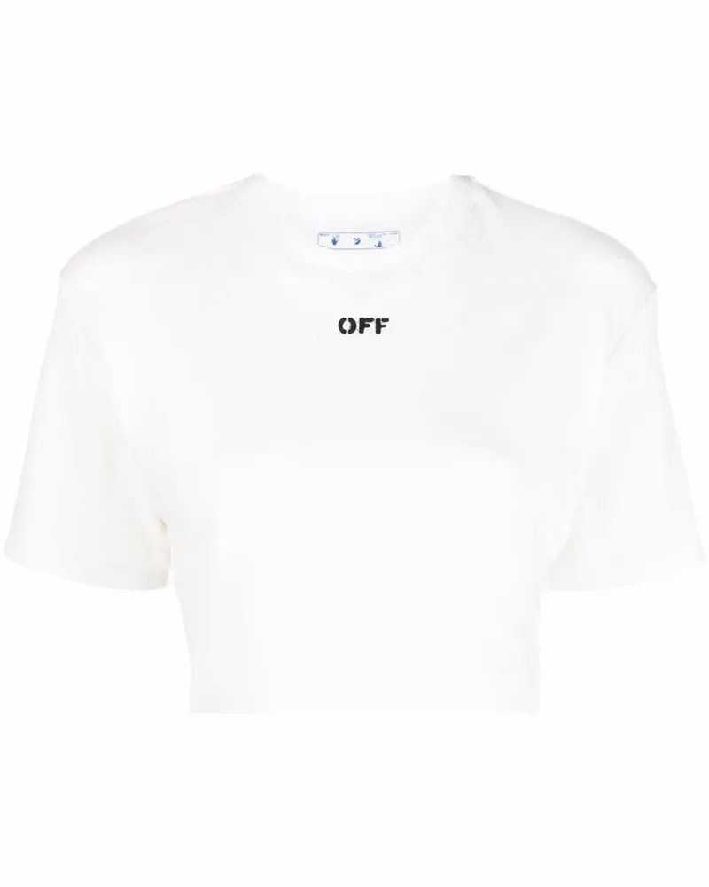 OFF-WHITE Off-Stamp Cropped-T-Shirt - Weiß Weiß