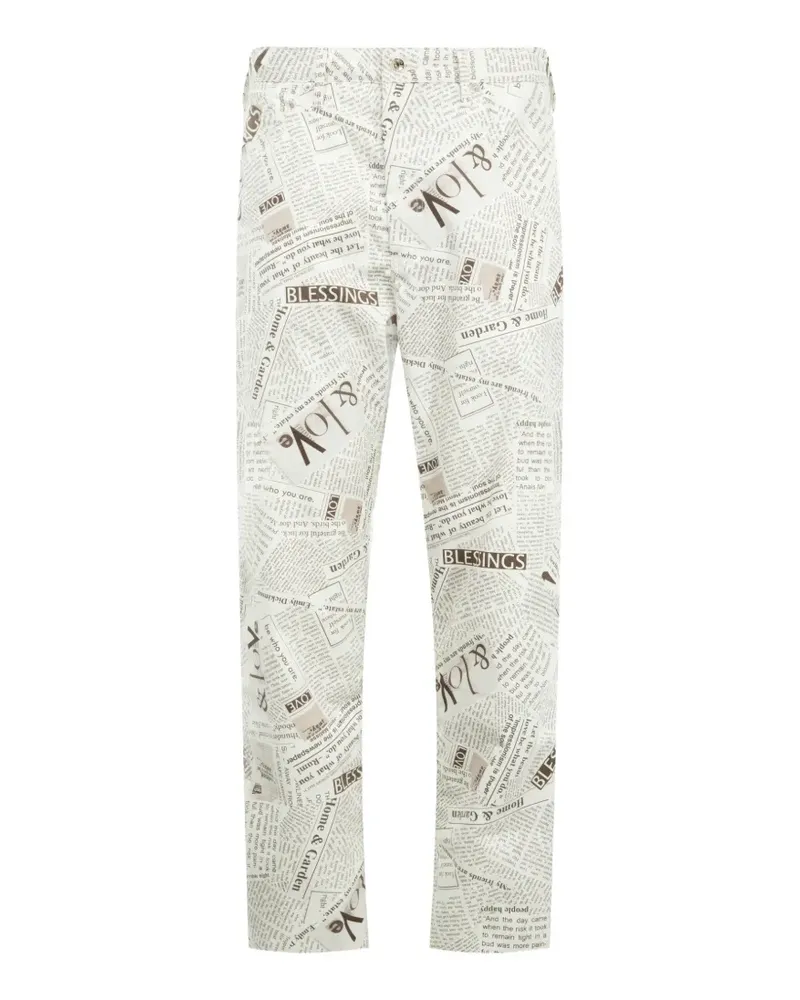 Engineered Garments newspaper-print jeans - Weiß Weiß