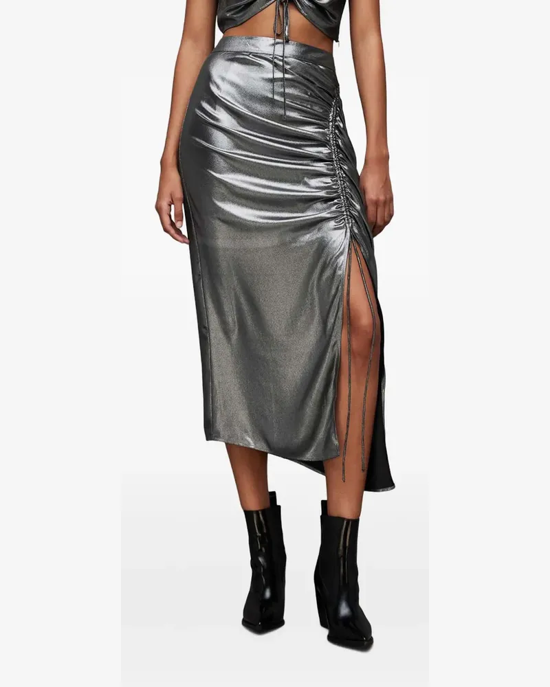 AllSaints Carla side-split drawstring skirt - Silber Silber