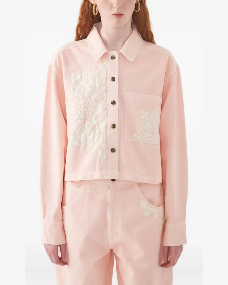 Antik Batik floral-embroidered cropped jacket - Rosa Rosa