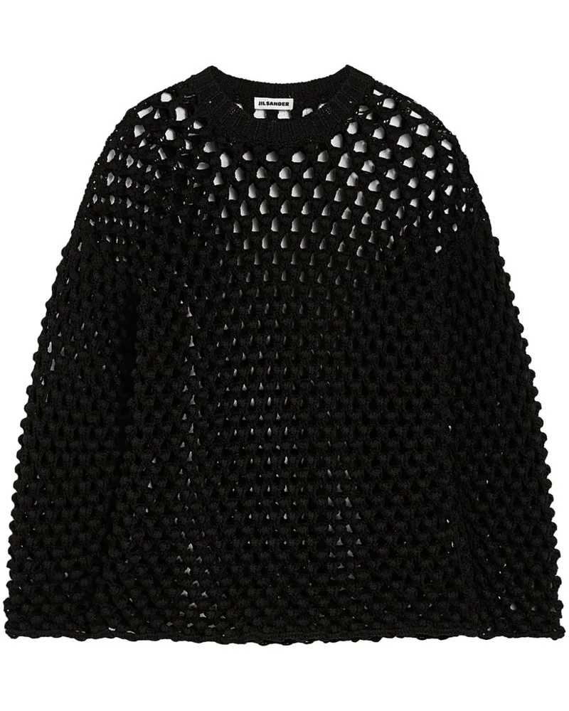 Jil Sander Pullover mit Lochstrickmuster - Schwarz Schwarz