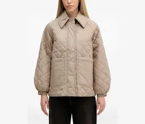 Karierte Steppjacke - Nude
