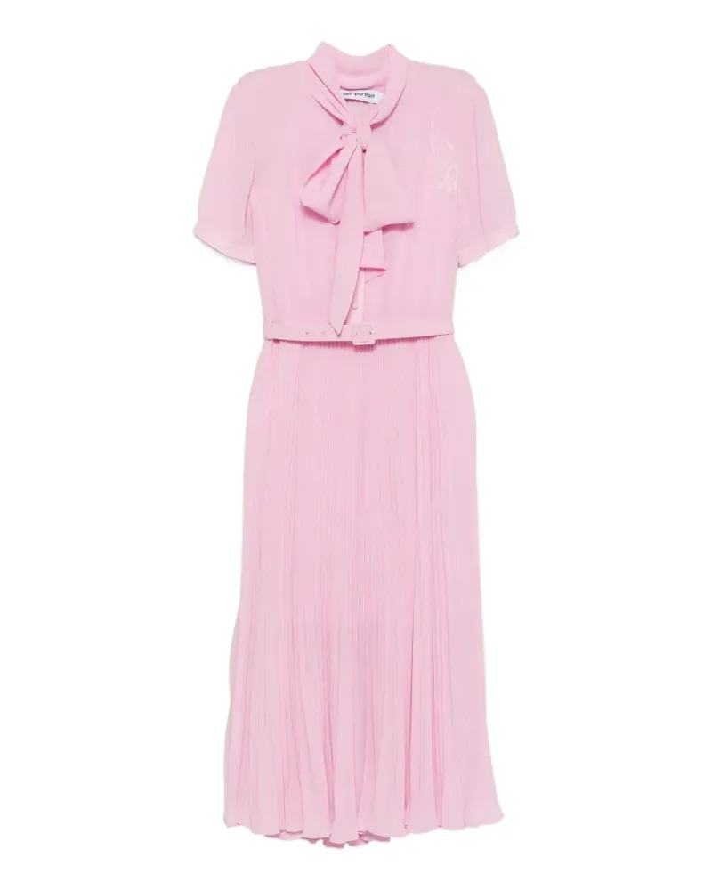 Self-Portrait pleated midi dress - Rosa Rosa