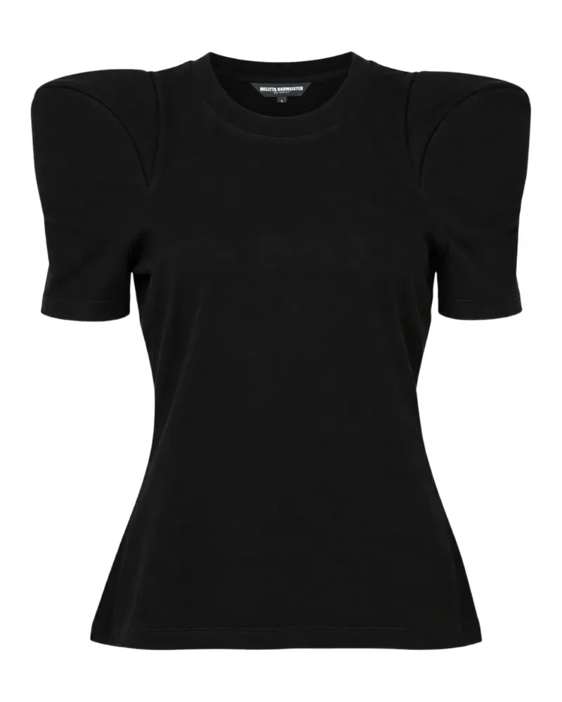Melitta Baumeister Foamy T-Shirt in skulpturaler Optik mit Schulterpolstern - Schwarz Schwarz