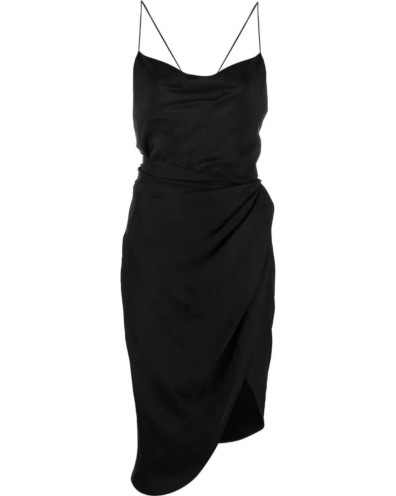 GAUGE81 Asymmetrisches Shiroi Seidenkleid mit Drapierung - Schwarz Schwarz