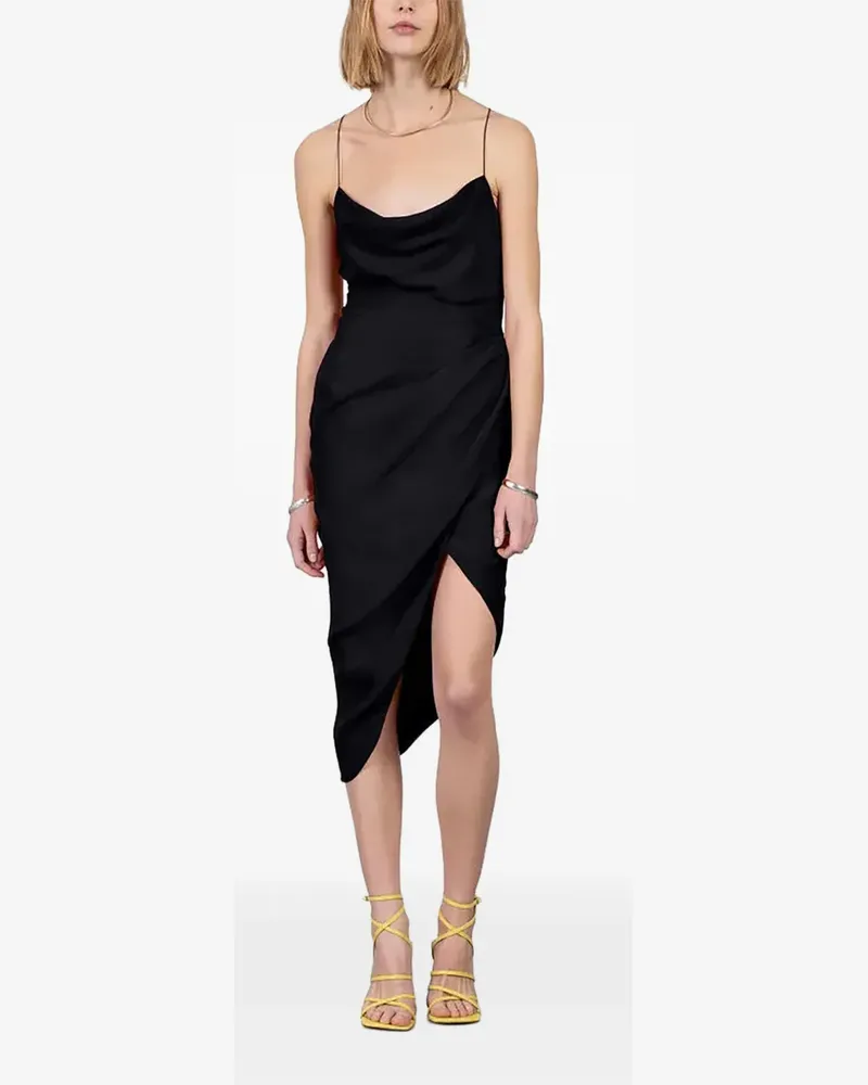 GAUGE81 Asymmetrisches Shiroi Seidenkleid mit Drapierung - Schwarz Schwarz