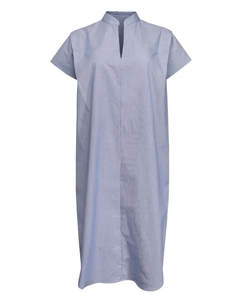 Zero + Maria Cornejo Gestreiftes Midikleid mit Stehkragen - Blau Blau